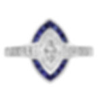 Art Deco Inspired 1.67ctw Marquise Diamond and Sapphire Navette Ring