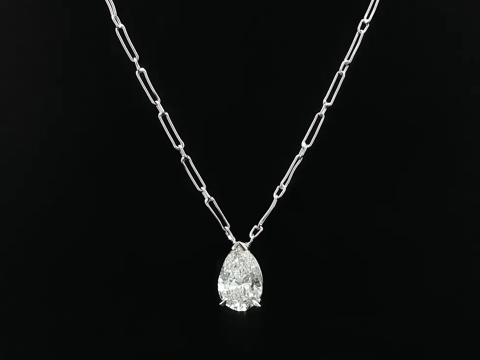Thumbnail: Platinum 1.24ctw Pear Diamond Teardrop Solitaire Pendant Necklace