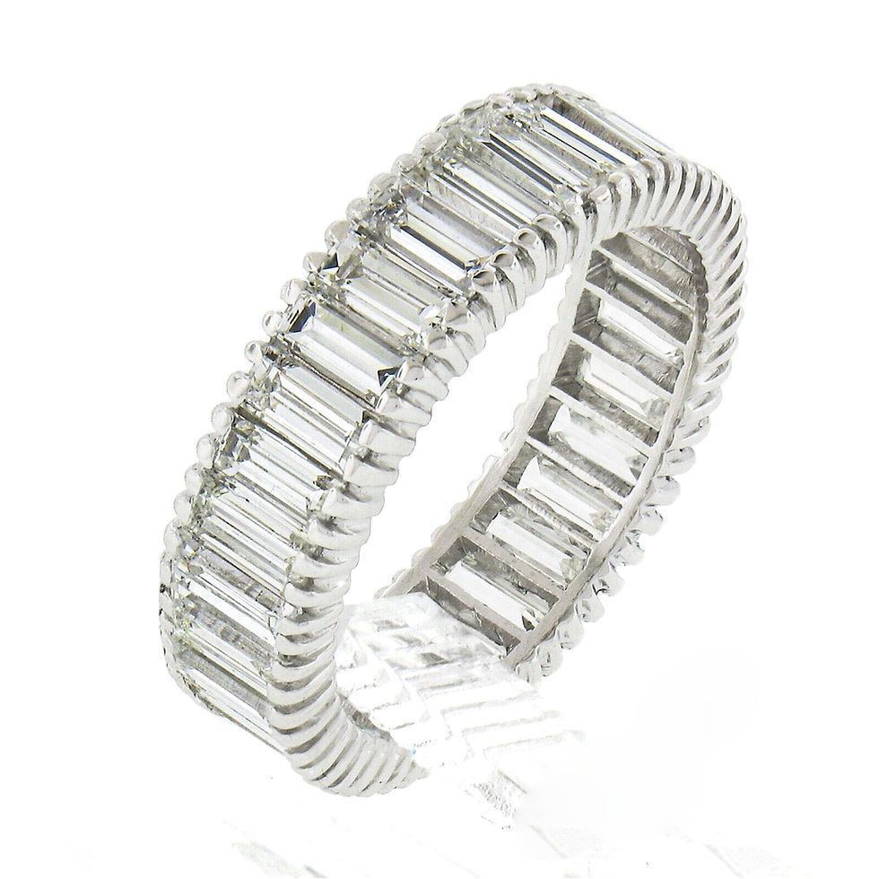Thumbnail: Vintage Platinum 4.60ctw Straight Baguette Prong Set Diamond Eternity Band Ring