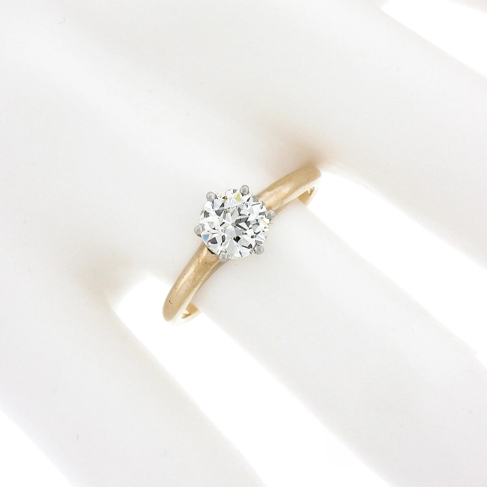 Antique Edwardian Gold & Platinum 0.83ctw Old Diamond Solitaire Engagement Ring
