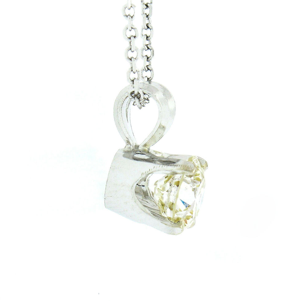 Thumbnail: 14k White Gold 0.96ctw Round Prong Diamond Solitaire Pendant Necklace