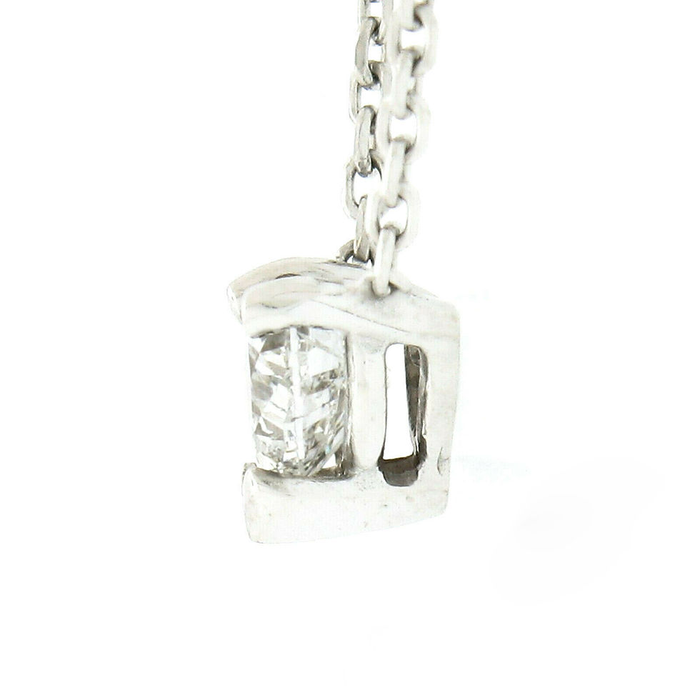 Thumbnail: NEW 14k White Gold 0.41ctw Prong Set Heart Diamond Solitaire Pendant Necklace