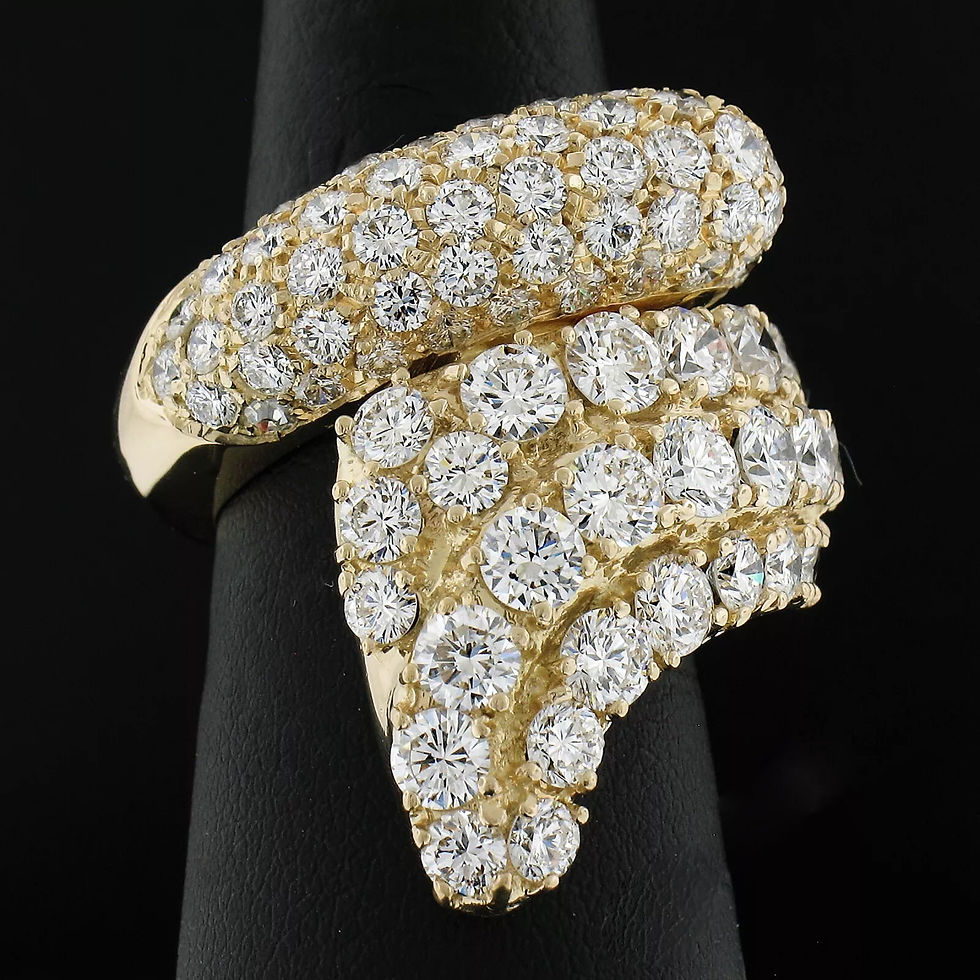 Thumbnail: 18k Yellow Gold 6.50ctw Round Brilliant Pave Diamond Snake Wrap Cocktail Ring