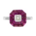 Art Deco Style 14k White Gold 3.66ctw Diamond Ruby Illusion Target Ring