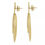 Thumbnail: 18k Yellow Gold 0.80ctw Diamond Brushed Drop Dangle Leaf Earrings