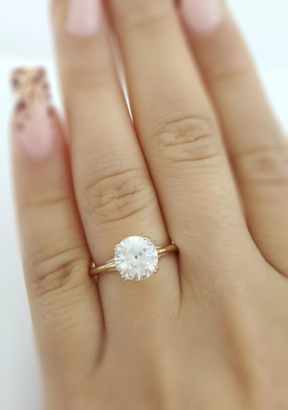 Thumbnail: Vintage 18k Rose Gold 1.72ctw Old Euro Cut Diamond Solitaire Engagement Ring