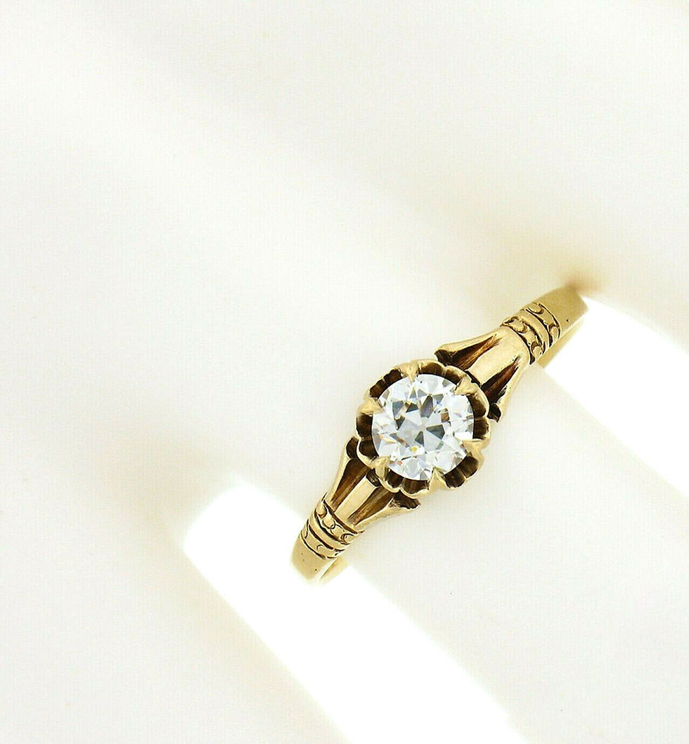 Thumbnail: Antique Victorian 14k Yellow Gold 0.47ctw Old Euro Cut Diamond Engagement Ring