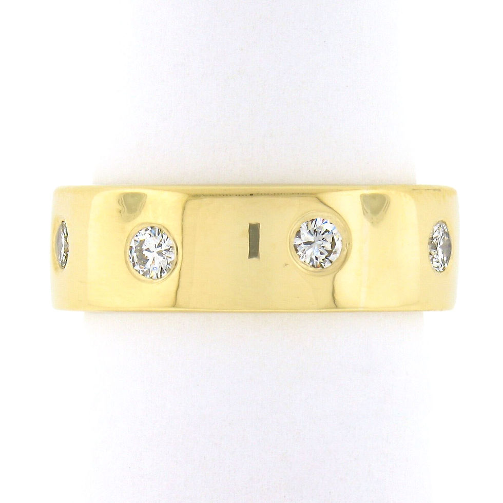 Thumbnail: Vintage Cartier 18k Gold Round Burnish Diamond 6.4mm Polished Wide Band Ring