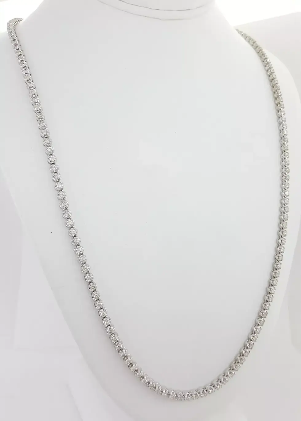 Thumbnail: 14k White Gold 11ctw Round Brilliant Diamond 32" Long Tennis Line Necklace