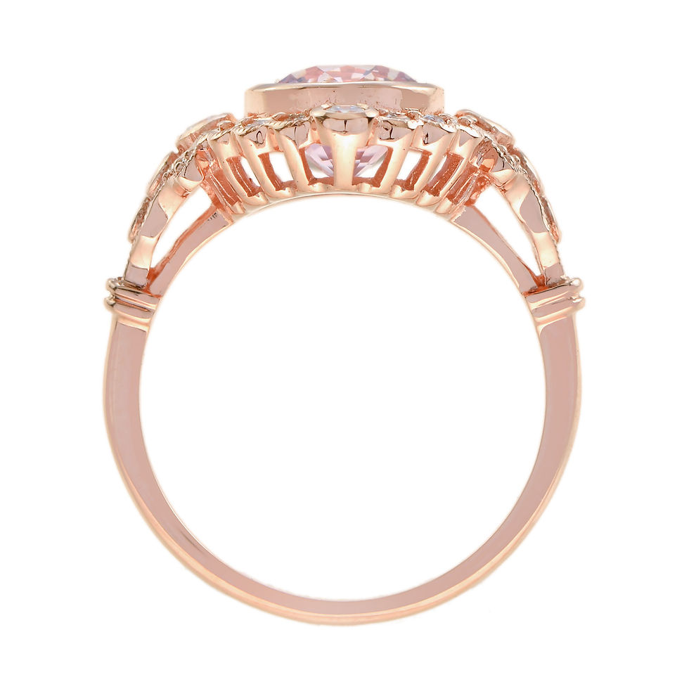 Thumbnail: Art Deco Style 14k Rose Gold 2.90ctw Oval Morganite and Diamond Halo Ring