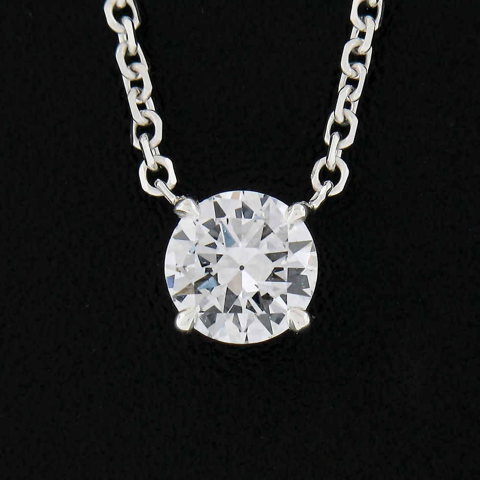 Thumbnail: 14k White Gold 0.42ct Bezel Round Diamond Solitaire Pendant Chain Necklace