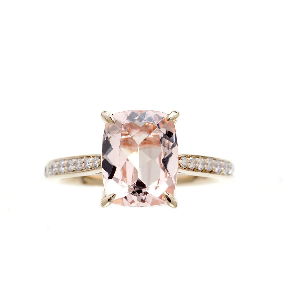 Thumbnail: NEW 9x7mm Cushion Cut Morganite and Diamond Engagement Ring