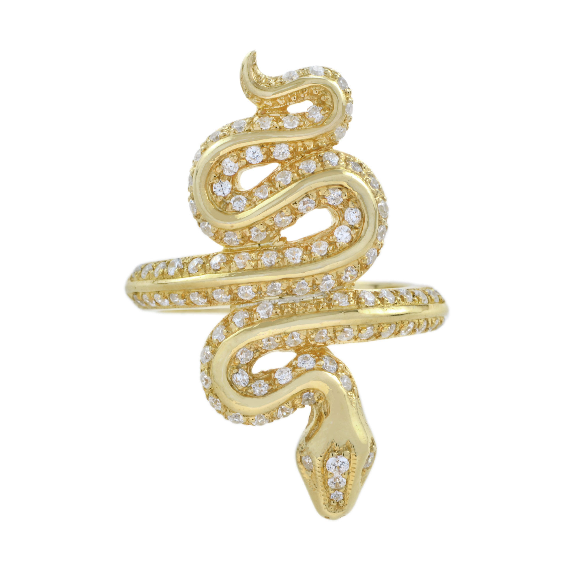 Antique Inspired 14k Gold 0.86ctw Diamond Snake Serpent Ring