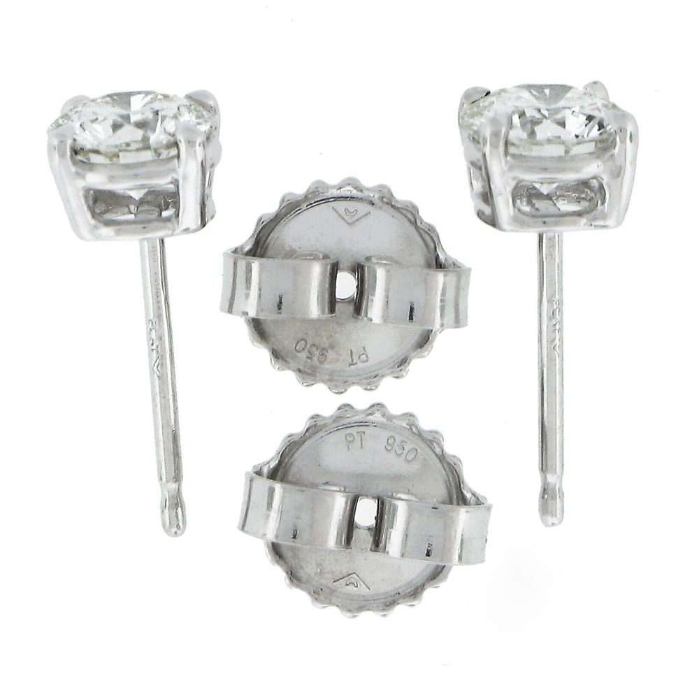 Thumbnail: Platinum 0.87ctw Certified Round Brilliant Diamond Stud Earrings