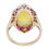 Thumbnail: 18k Rose Gold Oval Cabochon Opal Ruby Orange Sapphire Shield Design Halo Ring