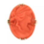 Antique 10k Yellow Gold Detailed Carved Goddess Orange Coral Cameo Ring