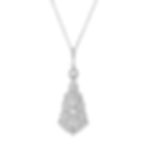 Art Deco Inspired 14k White Gold 0.18ctw Diamond Shield Pendant and Chain