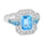Art Deco Style 14k White Gold 4.38ctw Swiss Topaz and Diamond Halo Ring
