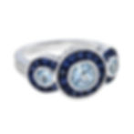 Art Deco Inspired 3.39ctw Aquamarine Sapphire & Diamond Triple Target Ring