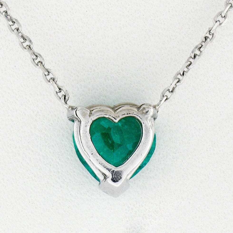 Thumbnail: 14K White Gold 1.13ctw Heart Brilliant Cut Colombian Emerald Solitaire Pendant