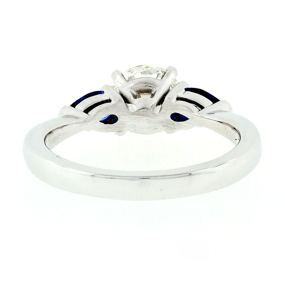 Thumbnail: 14k White Gold 1.47ctw Diamond and Sapphire 3 Stone Engagement Ring