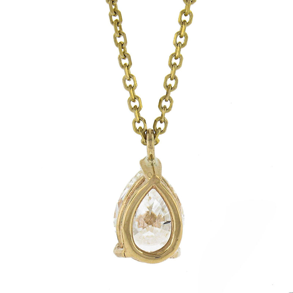 Thumbnail: 14k Yellow Gold 0.84ctw Pear Tear Drop Diamond Solitaire Slide Pendant Necklace