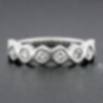 Thumbnail: Platinum 0.52ctw Round Burnish Set Diamond Stackable Hexagon Shape Band Ring