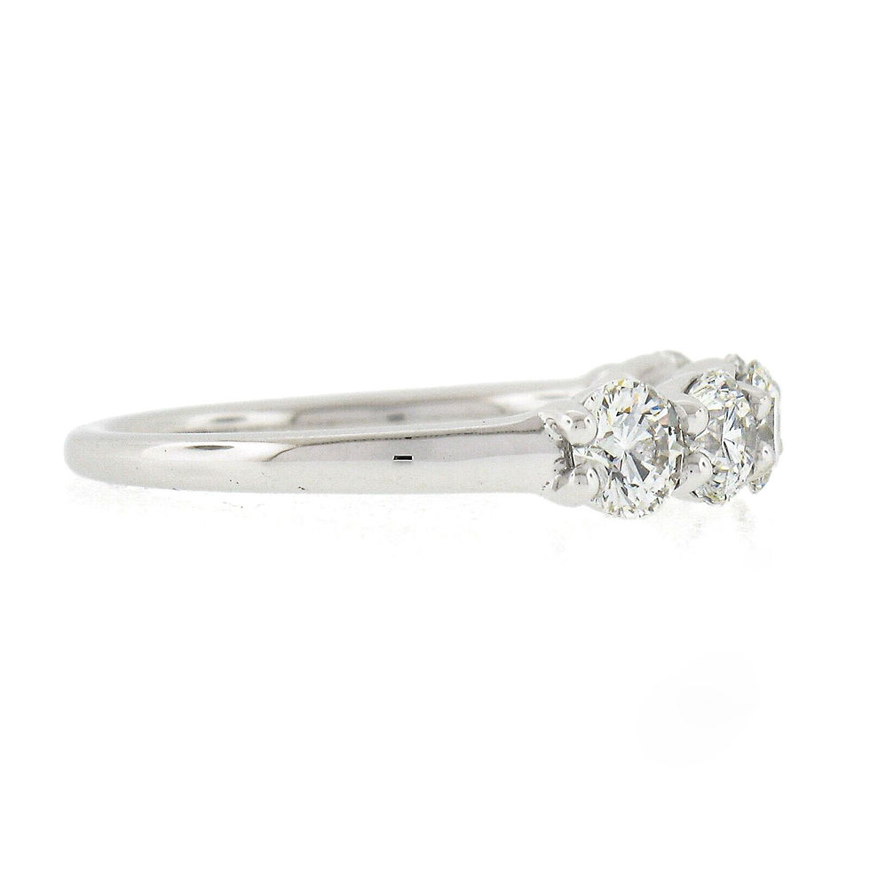 Thumbnail: 18k White Gold 1.24ctw  Low Profile Round Diamond 5 Stone Wedding Band Ring