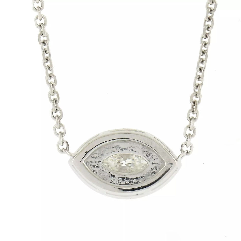 Thumbnail: 14K Gold 0.62ctw Marquise Diamond Halo Evil Eye Talisman Pendant Chain Necklace