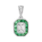 Art Deco Style 14k Gold 0.95ctw Diamond and Emerald Halo Pendant