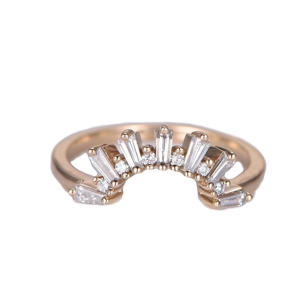 NEW 0.40ctw Round and Baguette Diamond Curve Tiara Wedding Stacking Band Ring
