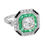 Thumbnail: Art Deco Design 3.14ctw Diamond, Emerald & Onyx Octagonal Double Halo Ring