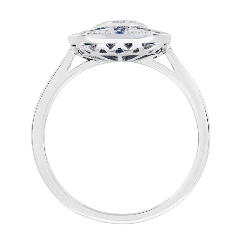 Thumbnail: Art Deco Design 14k Gold 2.07ctw Diamond and Sapphire Rays Platter Ring
