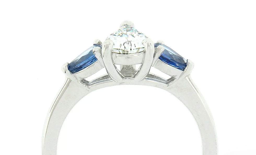 Thumbnail: Platinum 1.51ctw Pear Diamond Solitaire Sapphire Engagement Ring