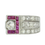 Thumbnail: Vintage 1940s 18k White Gold 1.05ctw Diamond and Ruby Buckle Ring
