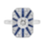 Art Deco Design 14k Gold 2.07ctw Diamond and Sapphire Rays Platter Ring