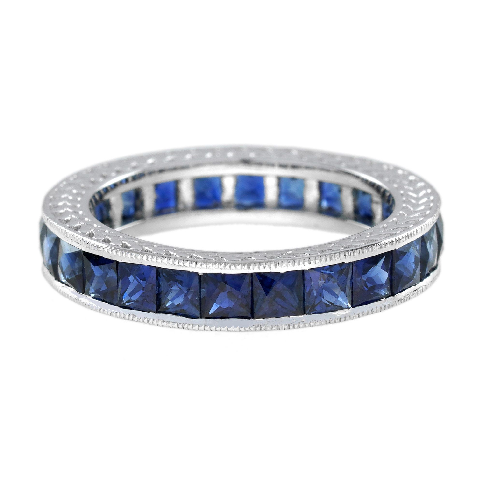 Art Deco Inspire 3.25ctw Sapphire Full Eternity Band Wedding Band Ring