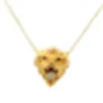 Antique Victorian 12k Yellow Gold Lion's Head w Garnet and Diamond Necklace