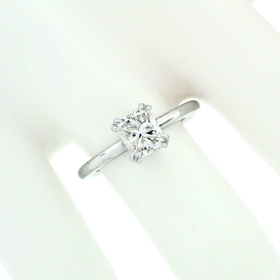 Thumbnail: NEW Platinum Certified 1.11ctw Radiant Cut Diamond Solitaire Engagement Ring