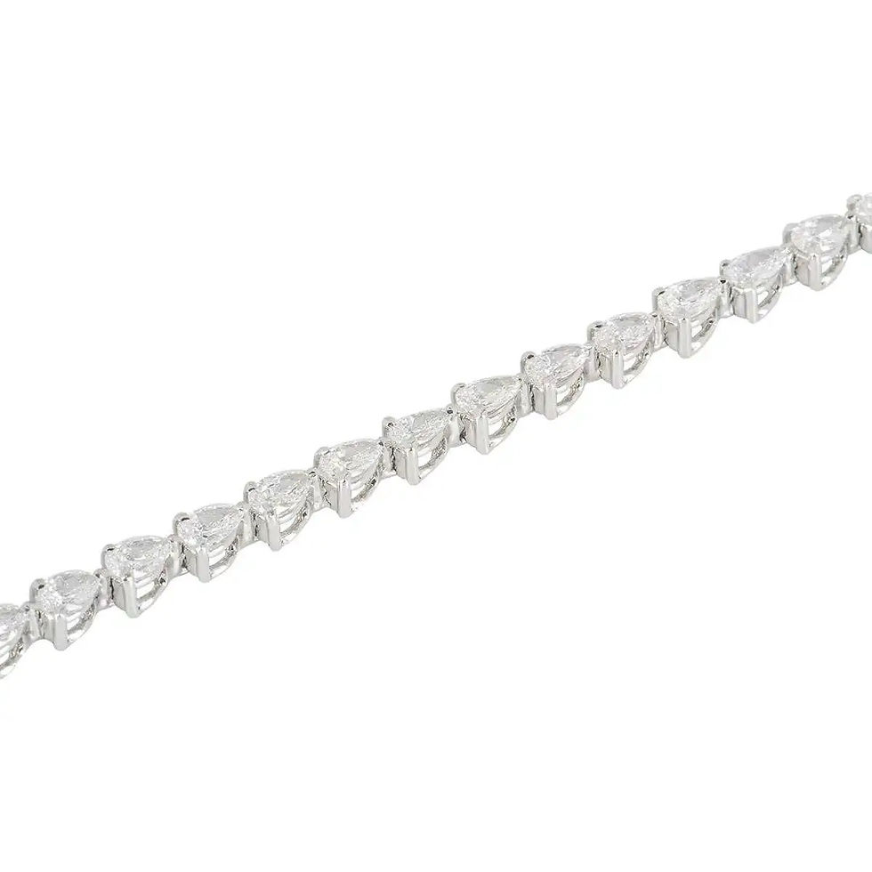 Thumbnail: Platinum 3.90ctw Pear Brilliant Cut Diamond Tennis Line Bracelet