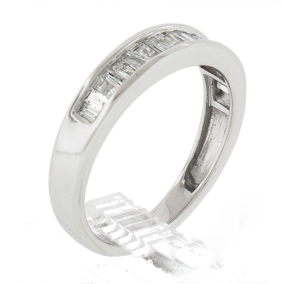 Thumbnail: 14K White Gold 0.60ctw Baguette Cut Channel Set Diamond Stackable Band Ring