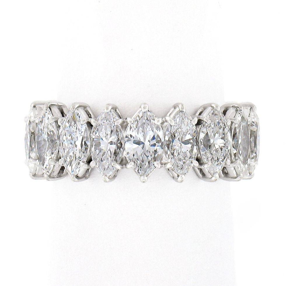 Thumbnail: Vintage Platinum 4.50ctw  Marquise Cut Diamond Eternity Wedding Band Ring