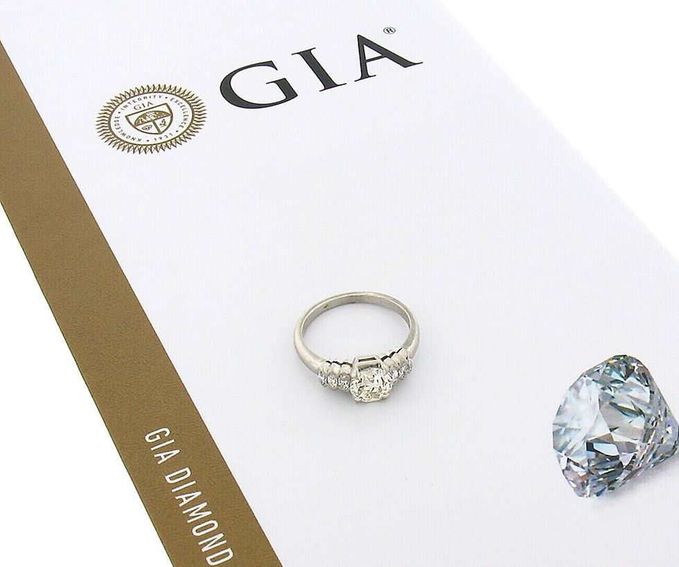 Thumbnail: Vintage Platinum 1.35ct GIA European Diamond w/ Marquise Accents Engagement Ring