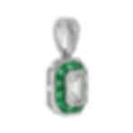 Art Deco Style 14k Gold 0.95ctw Diamond and Emerald Halo Pendant