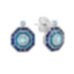 Art Deco Inspired 14k Gold Hexagonal Aquamarine Topaz Sapphire Earrings