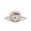 Thumbnail: Classic  7mm Round Cut  Morganite and Diamond Halo Engagement Ring