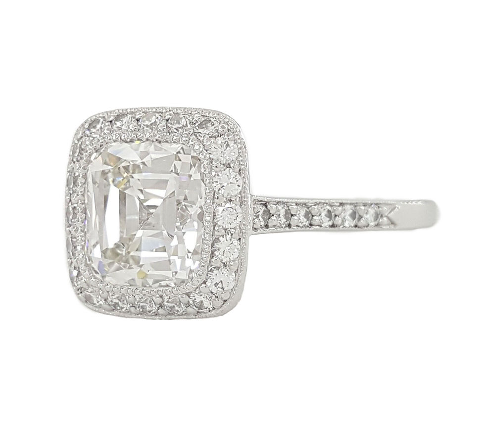 Thumbnail: Tiffany & Co Platinum 3.05ctw Legacy Cushion Diamond Halo Engagement Ring