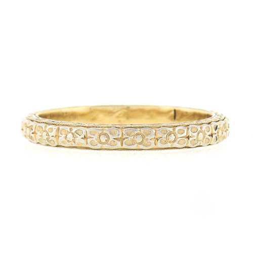 Antique 18k Yellow Gold Detailed Floral Stacking Wedding Band Ring ...