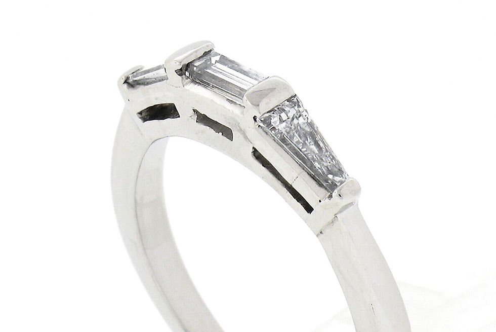 Thumbnail: Platinum 0.34ctw Tapered Baguette Diamond 3 Three Stone Wedding Band Ring