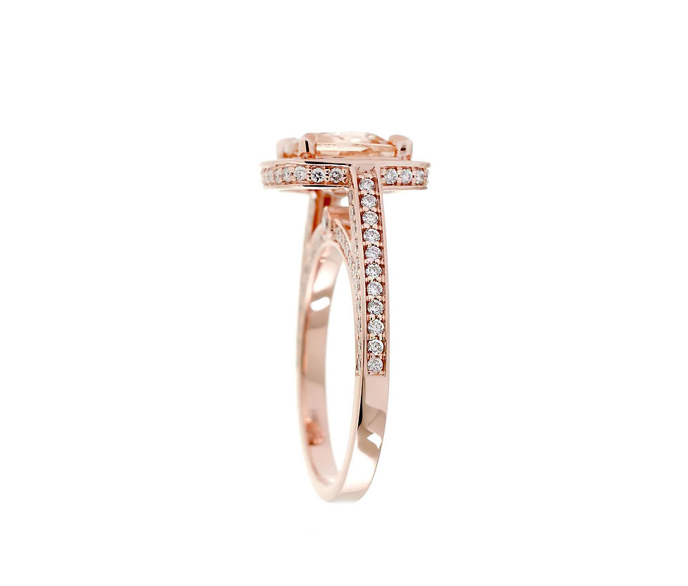 Thumbnail: 8x8mm Cushion Cut Natural Morganite and Diamond Halo Engagement Ring